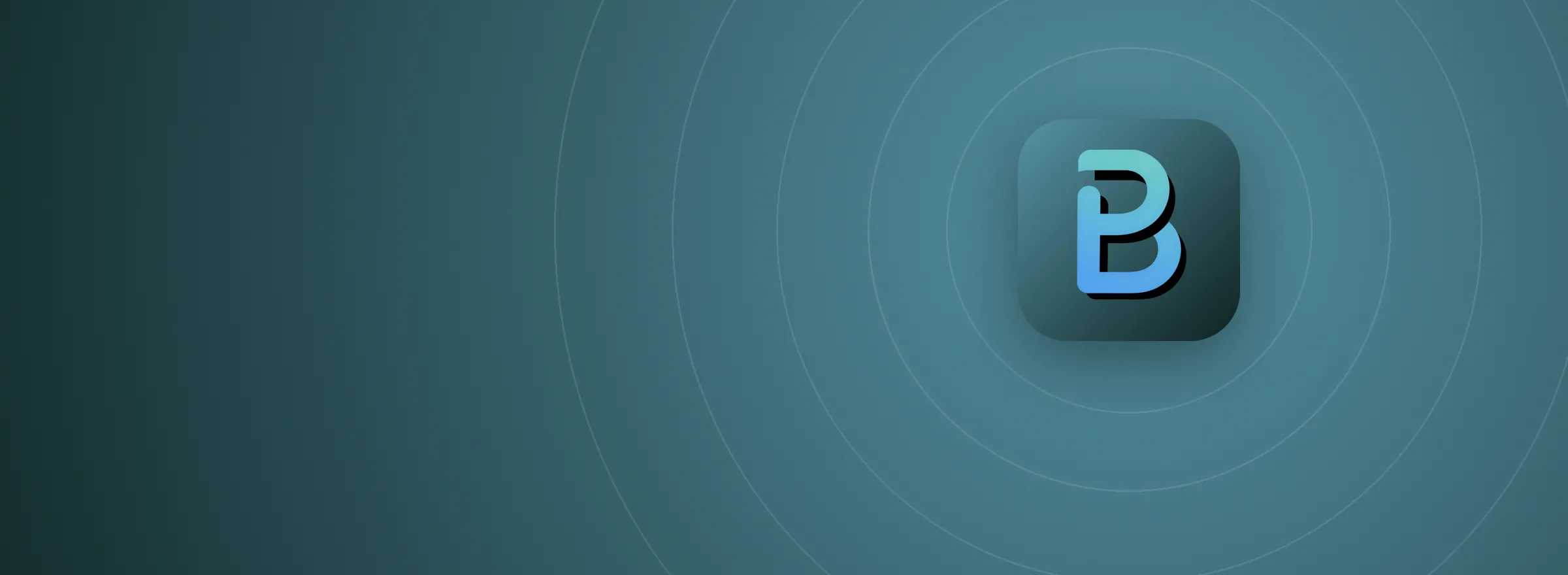 The Benefits app icon, a blue and teal letter B, on a deep teal field